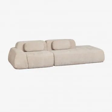 Sofa Modułowy Narożny 2-częściowy Z Prawym Szezlongiem Z Weluru Merida, Pakowany Próżniowo Szenila Gruba Beż Tapioka - Sklum