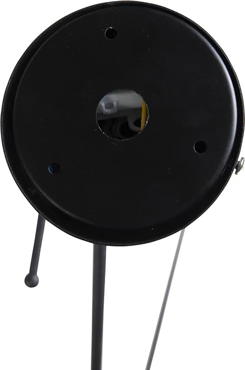 Lampa wisząca czarna z abażurem lnianym białym 35 cm - Blitz