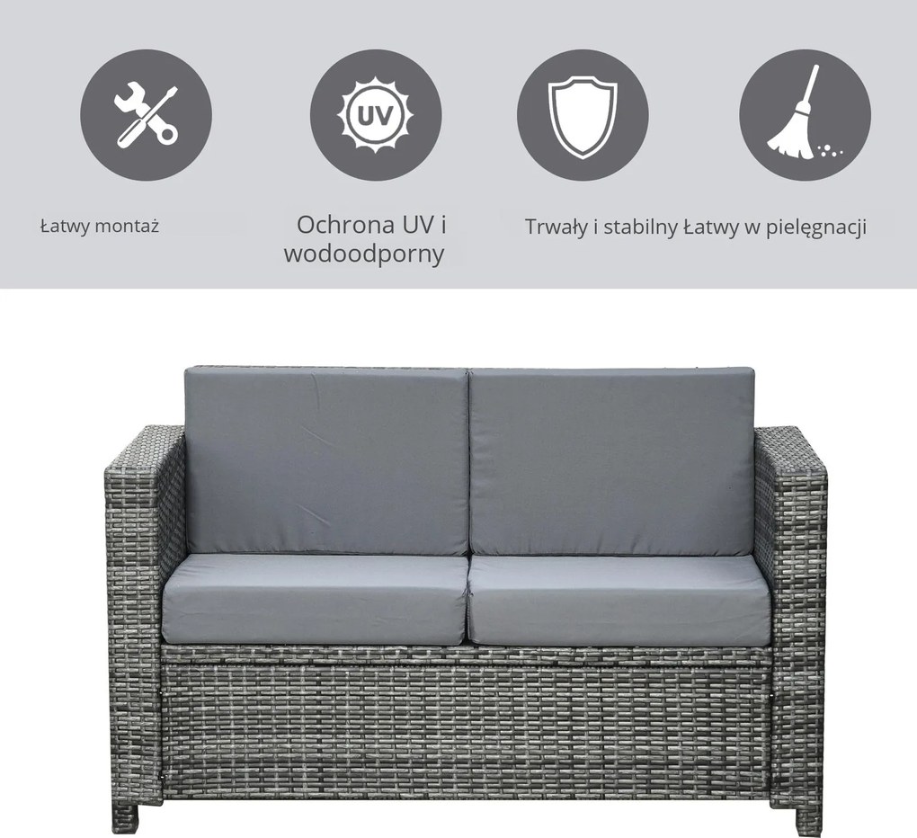 Outsunny sofa z technorattanu z poduszkami