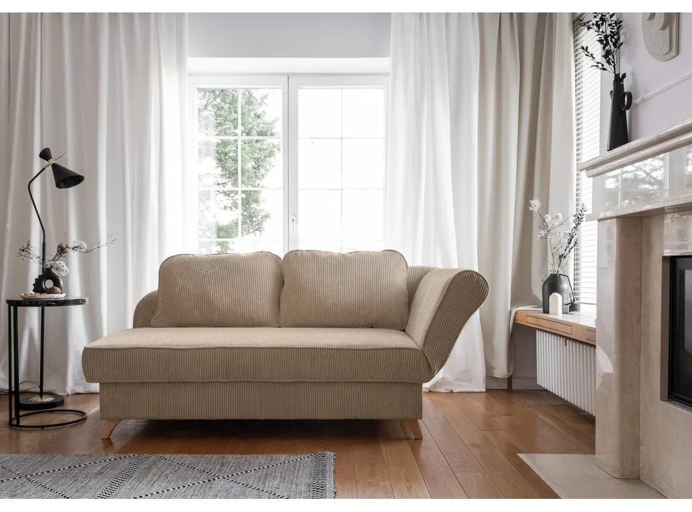 Szarobrązowy sztruksowy szezlong (prawostronny) Chic Charlotte – Miuform