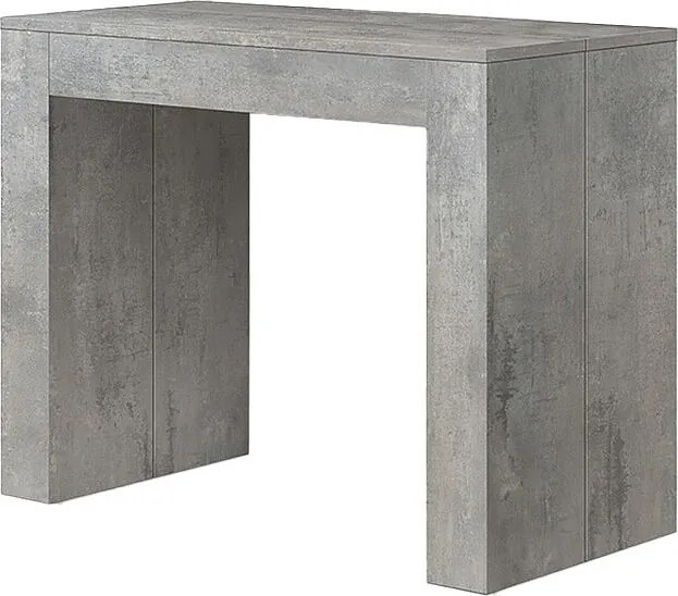 Wysuwana drewniana konsola, wykończenie cementowo-szare 90×45-90×300 cm - LERICI