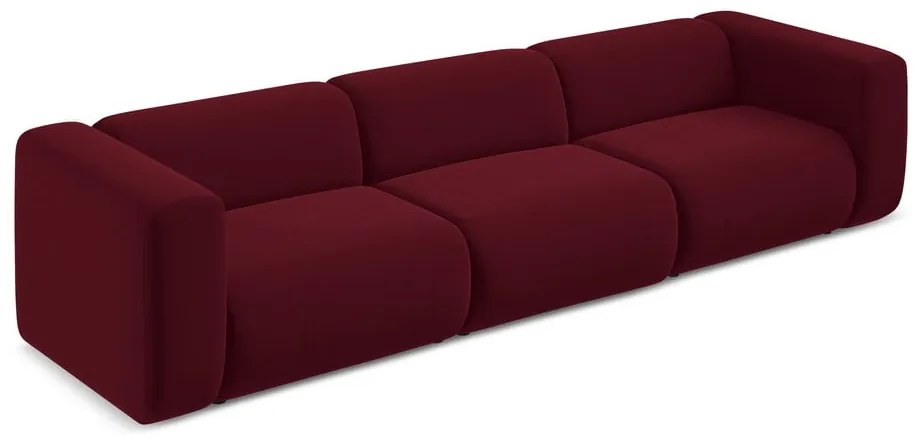 Bordowa aksamitna sofa 319 cm Ekahi – Makamii