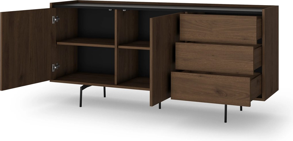 Komoda Zenar 170 cm z szufladami - orzech elegant / czarny