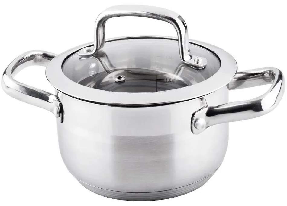 Lamart LTSS1810 garnek ze stali nierdzewnej z pokrywką Prestige 16 x 9,5 cm, śred. 16 cm
