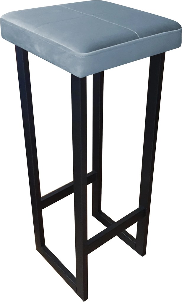 Hoker ALEX krzesło barowe tkanina Welur podstawa metalowa : Kolor Stelaża - Czarny , Kolor tkaniny - VELVET - BL06, Wysokość - 90 cm