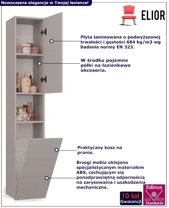 Słupek łazienkowy z koszem na pranie kaszmir Z6-E59