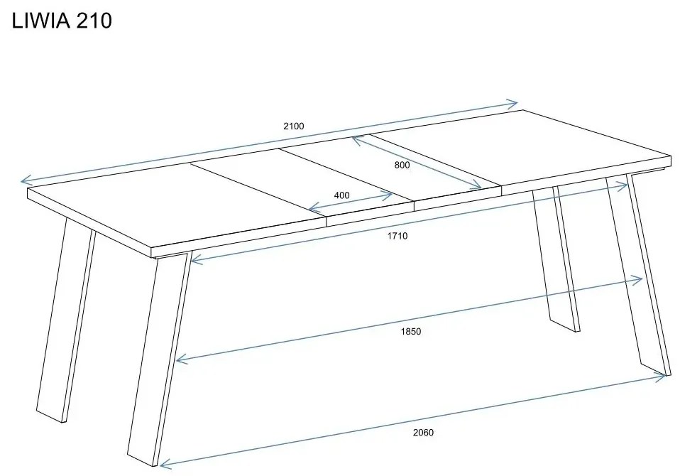Stół rozkładany LIWIA 130(210)x80 beton ciemny ENDO