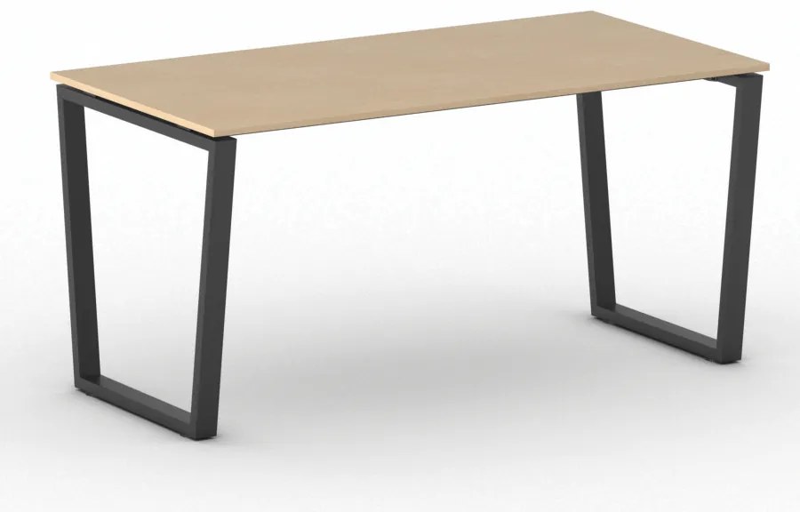 Biurko PRIMO IMPRESS, 160x80 cm, czarna podstawa, buk