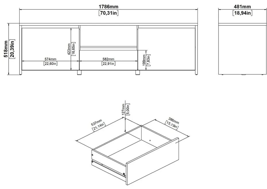 Biało-naturalna szafka pod TV w dekorze dębu 179x52x48 cm Next – Tvilum