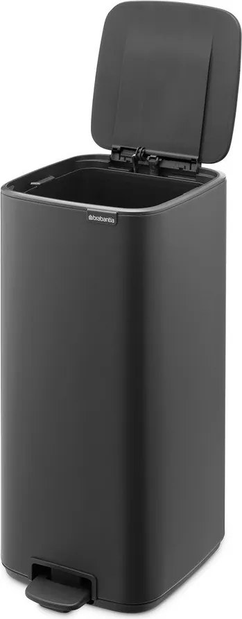 Ciemnoszary stalowy kosz na śmieci z pedałem 30 l Bo – Brabantia