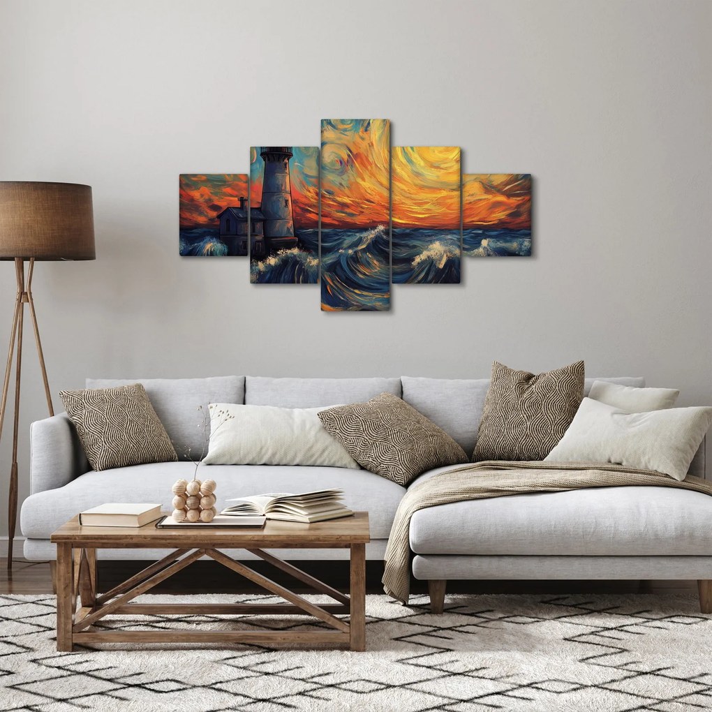 Obraz - Latarnia morska w falach (125x70 cm)
