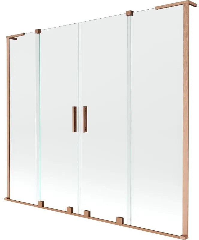 Mexen Velar L Duo parawan nawannowy 2-skrzydłowy rozsuwany 180 x 150 cm, transparent, miedź szczotkowana - 896-180-003-02-65