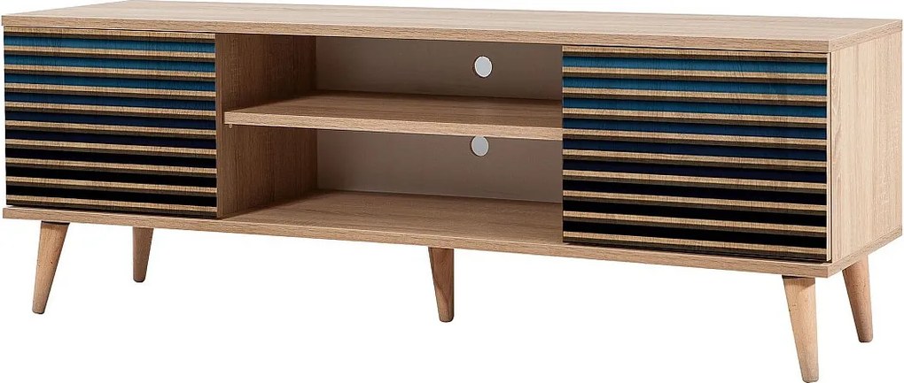 Stojak pod TV z melaminy – 140 cm – dąb Sonoma