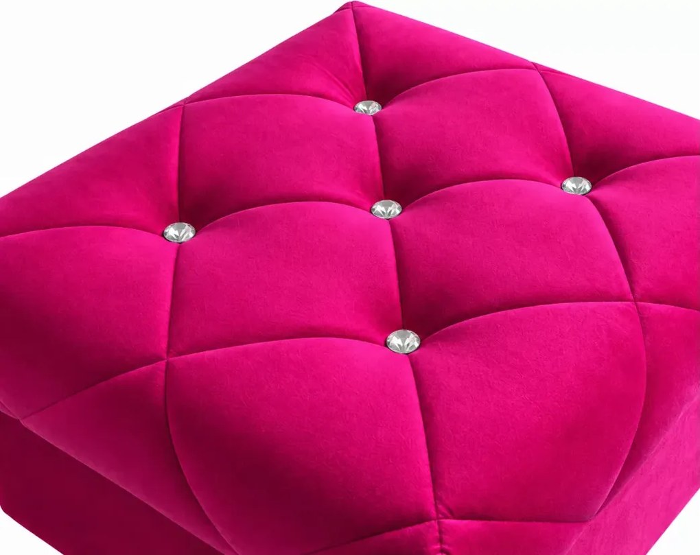 Tapicerowany podnóżek 45 cm Glam z przeszyciami i pikowaniem na siedzisku