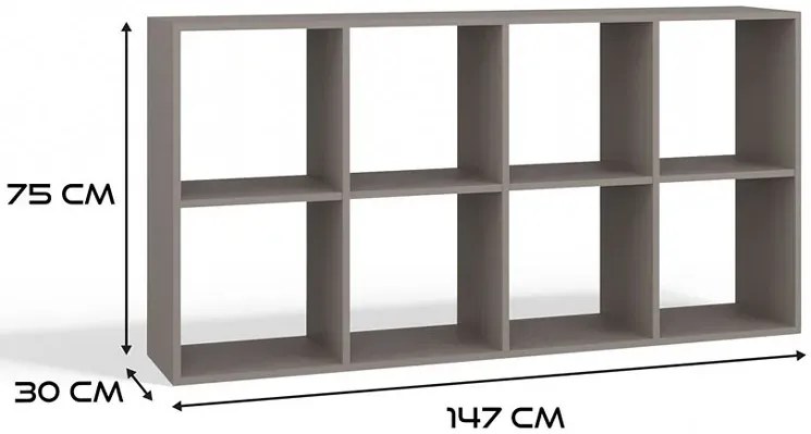 Szary regał ażurowy z 8 półkami glina S1-P77