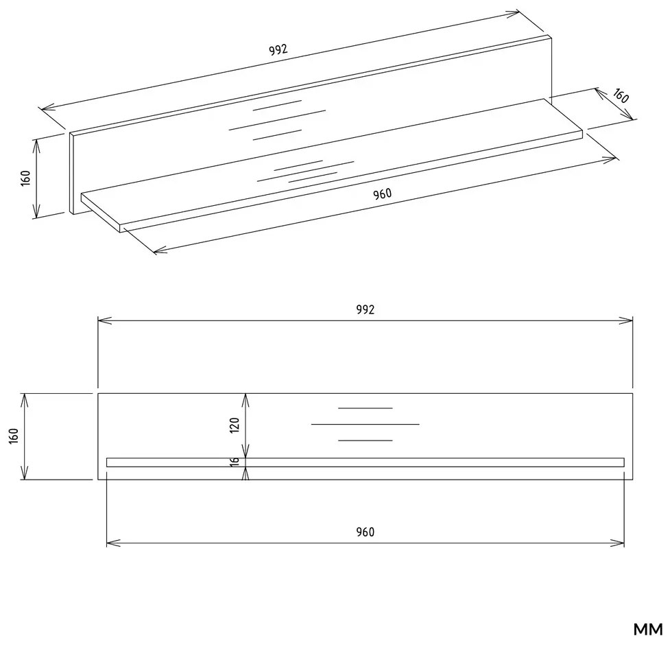 Wisząca biała półka ścienna B2-P37