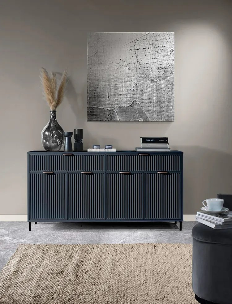 Granatowa komoda z lamelami N7-H74