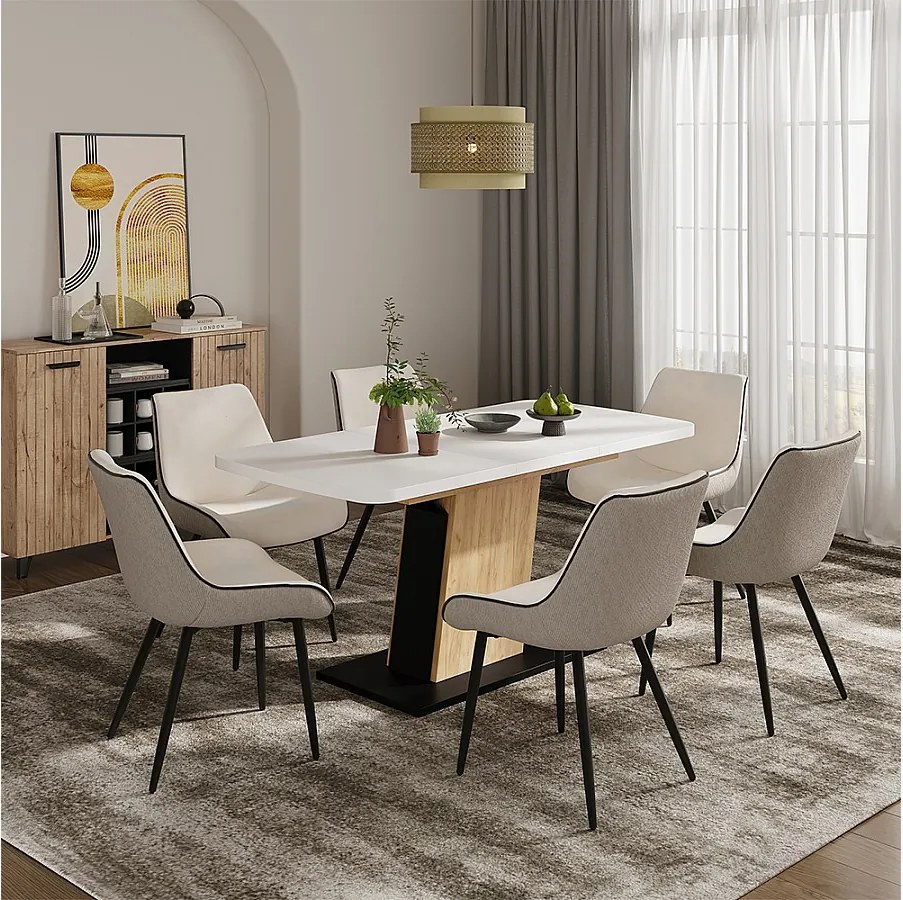 Stół jadalny biały/złoty dąb 120x80x77.3 fenaro