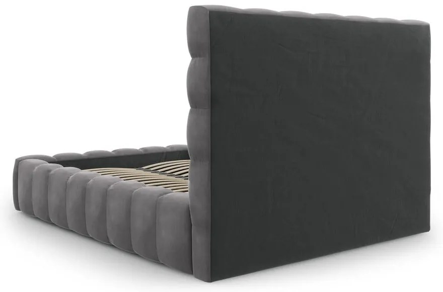 Szare tapicerowane łóżko dwuosobowe ze schowkiem i stelażem 140x200 cm Bali – Cosmopolitan Design