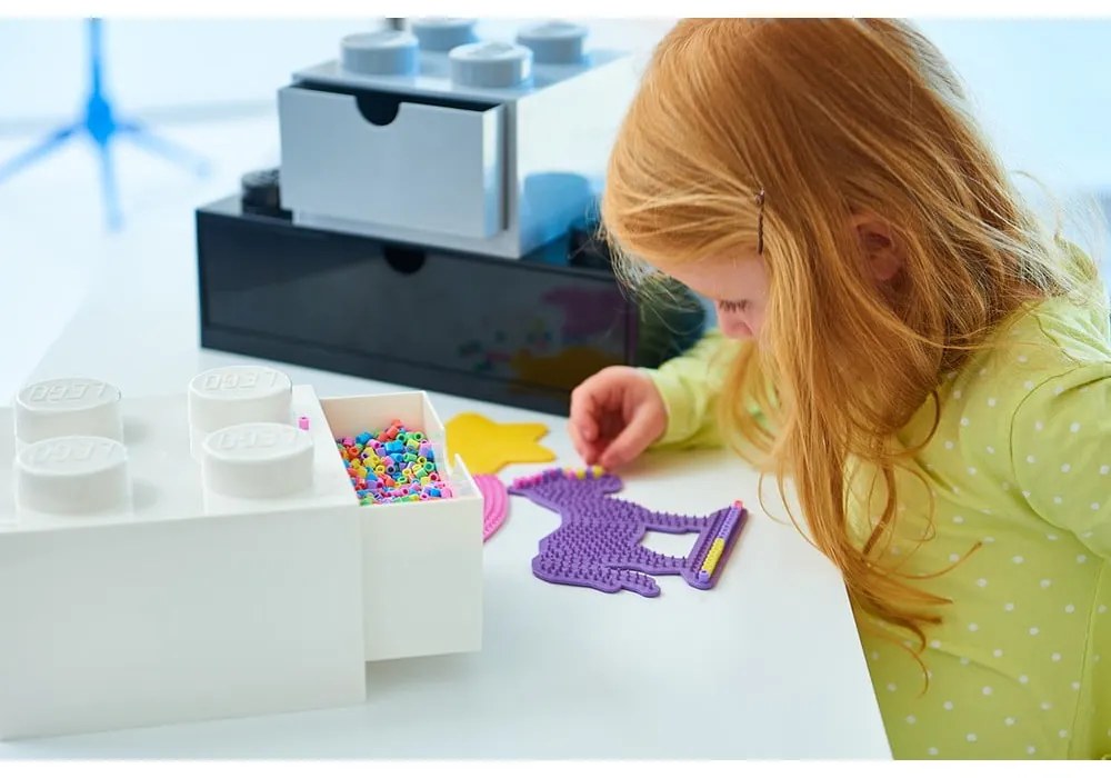 Szara skrzynka na biurko z szufladą Brick - LEGO®