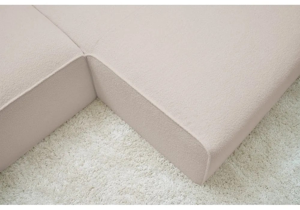 Beżowy narożnik modułowy z materiału bouclé (prawostronny/w kształcie litery L) Megeve – Bobochic Paris