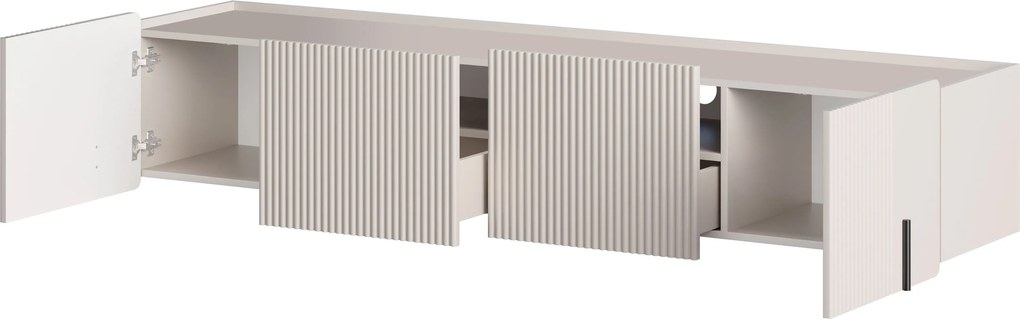 Szafka RTV Malmi 200 cm wisząca - kaszmir / czarny