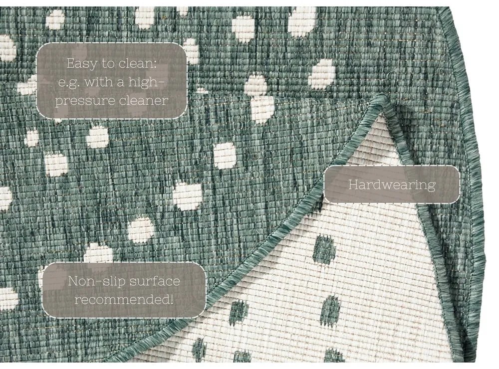 Zielony dwustronny dywan zewnętrzny NORTHRUGS Bali, Ø 140 cm