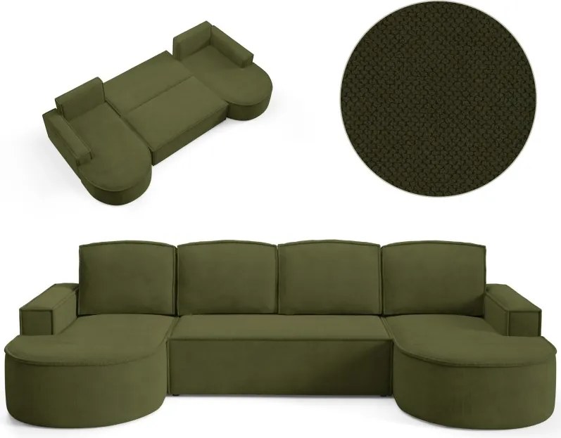 Narożnik MOLLY XL wolnostojący układ U z funkcją spania w tkaninie Curio 39 DomoHome