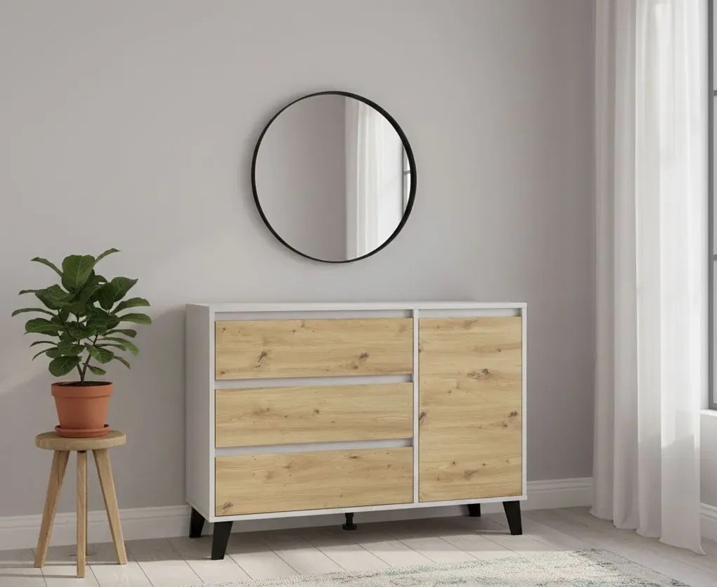 Komoda na ubrania kaszmir + dąb artisan R5-B95