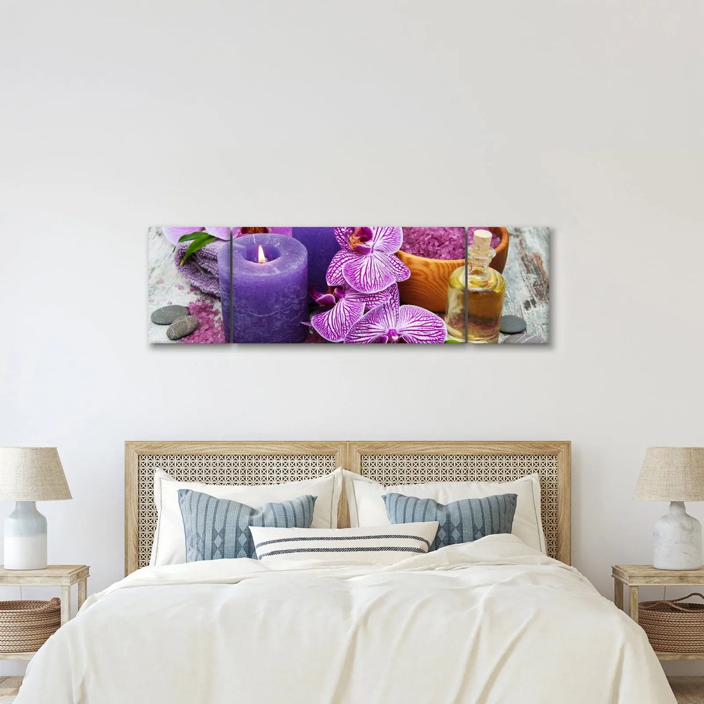 Obraz storczyków i świec (170x50 cm)
