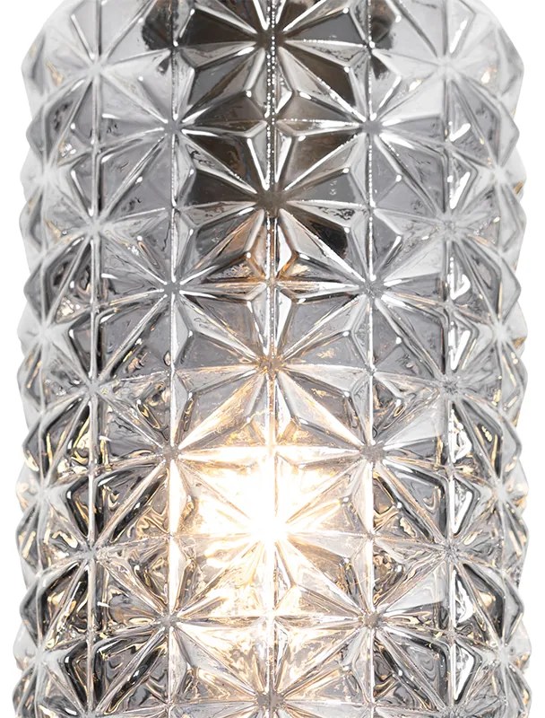 Lampa wisząca złota z przydymionym szkłem prostokątnym 5-światłowa - Elva ArtDeco Oswietlenie wewnetrzne
