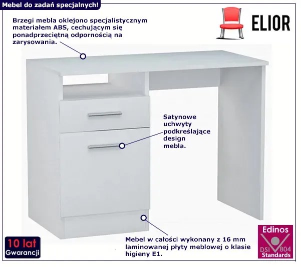 Białe biurko do pokoju dziecięcego 100 cm - Alfinete
