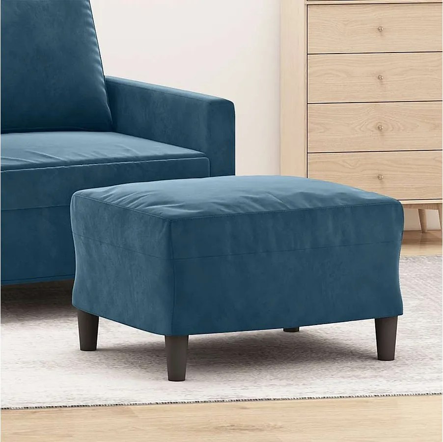 Niebieski Podnóżek z Weluru 60x50x41 cm Nowoczesny Wygodny i Stabilny