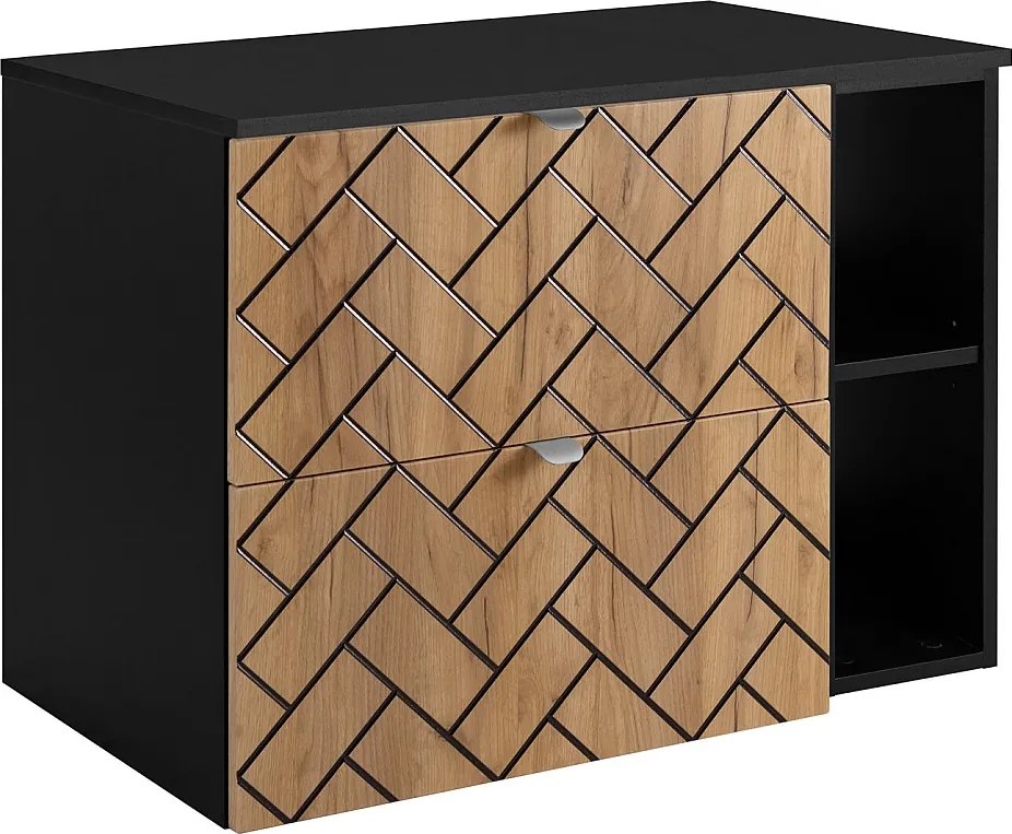 Meble łazienkowe, Złoty dąb rzemieślniczy, 80 x 57 x 46 cm, uchwyty srebrne