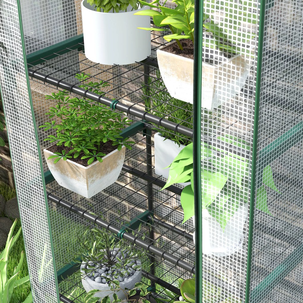 Outsunny Mini-szklarnia na kwiaty lub warzywa, stal, plastik, 69 dł. x 49 szer. x 193 wys. cm, Biała