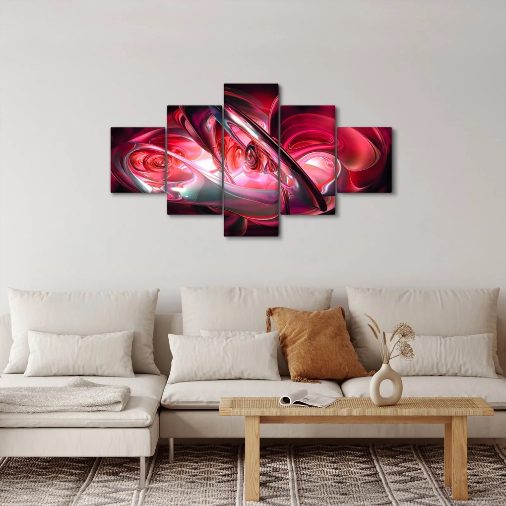 Obraz czerwonych fraktali (125x70 cm)