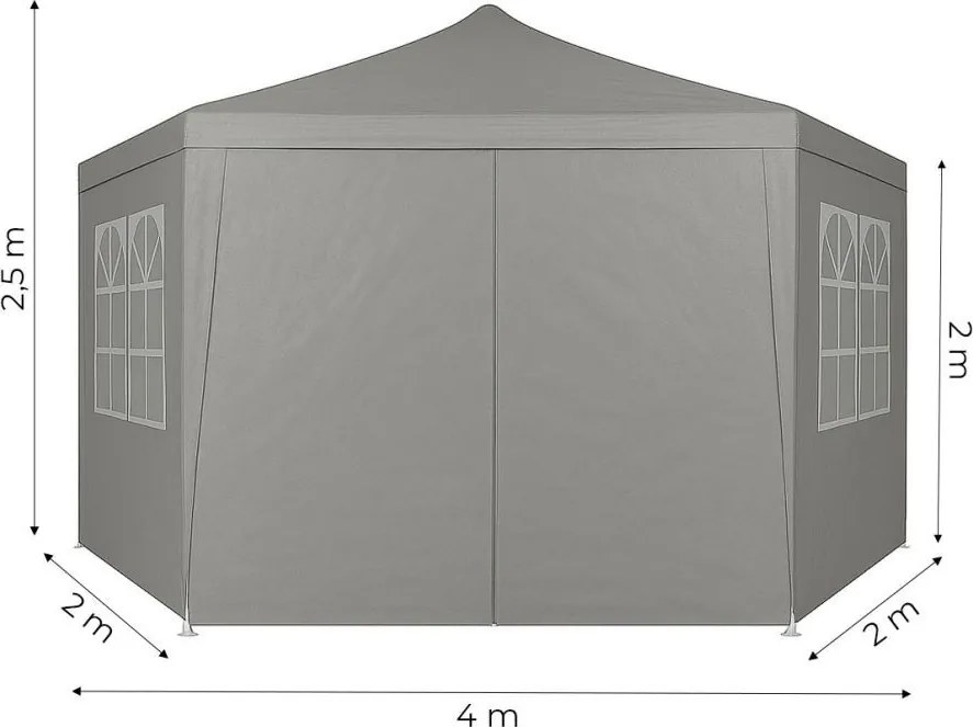 Pawilon ogrodowy z oknami 2x2x2m, namiot ogrodowy, szary Gardella-WGY