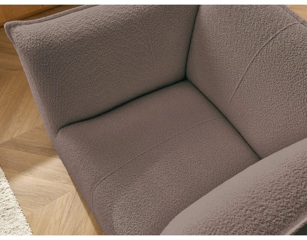 Brązowy fotel z materiału bouclé Giorgia – Bobochic Paris