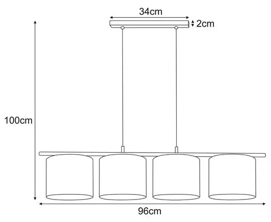 Czteropunktowa abażurowa lampa nad stół do salonu - A539 T6-T60