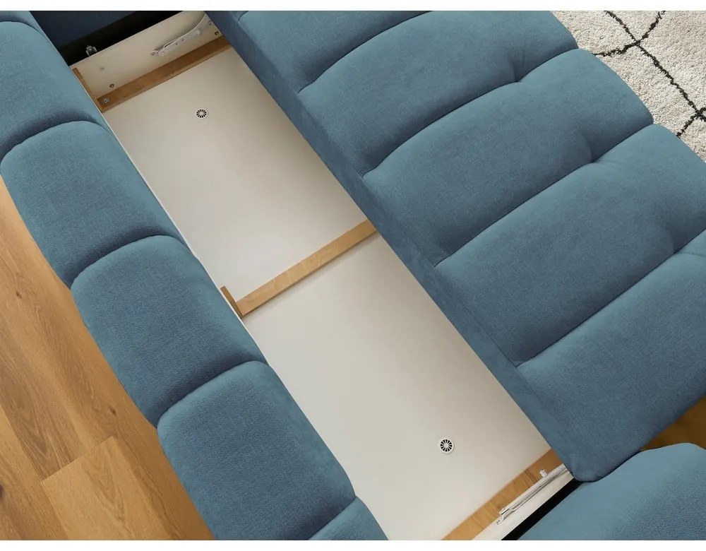 Niebieska rozkładana/ze schowkiem sofa 251 cm Fuji – Bobochic Paris