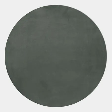 Dywan pluszowy Pouffy butelkowa zieleń koło  160 cm x 160 cm