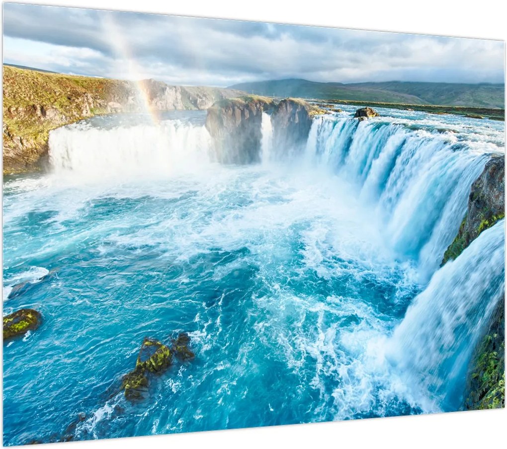 Obraz na szkle - Wodospad Godafoss (70x50 cm)