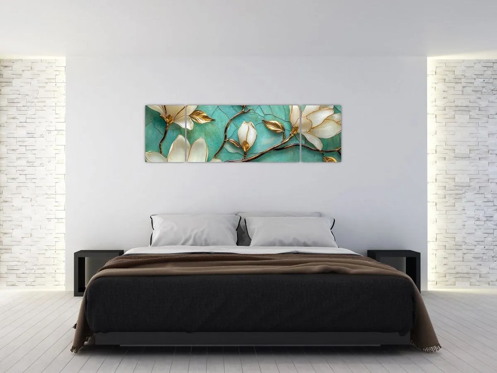 Obraz - 3D magnolie (170x50 cm)