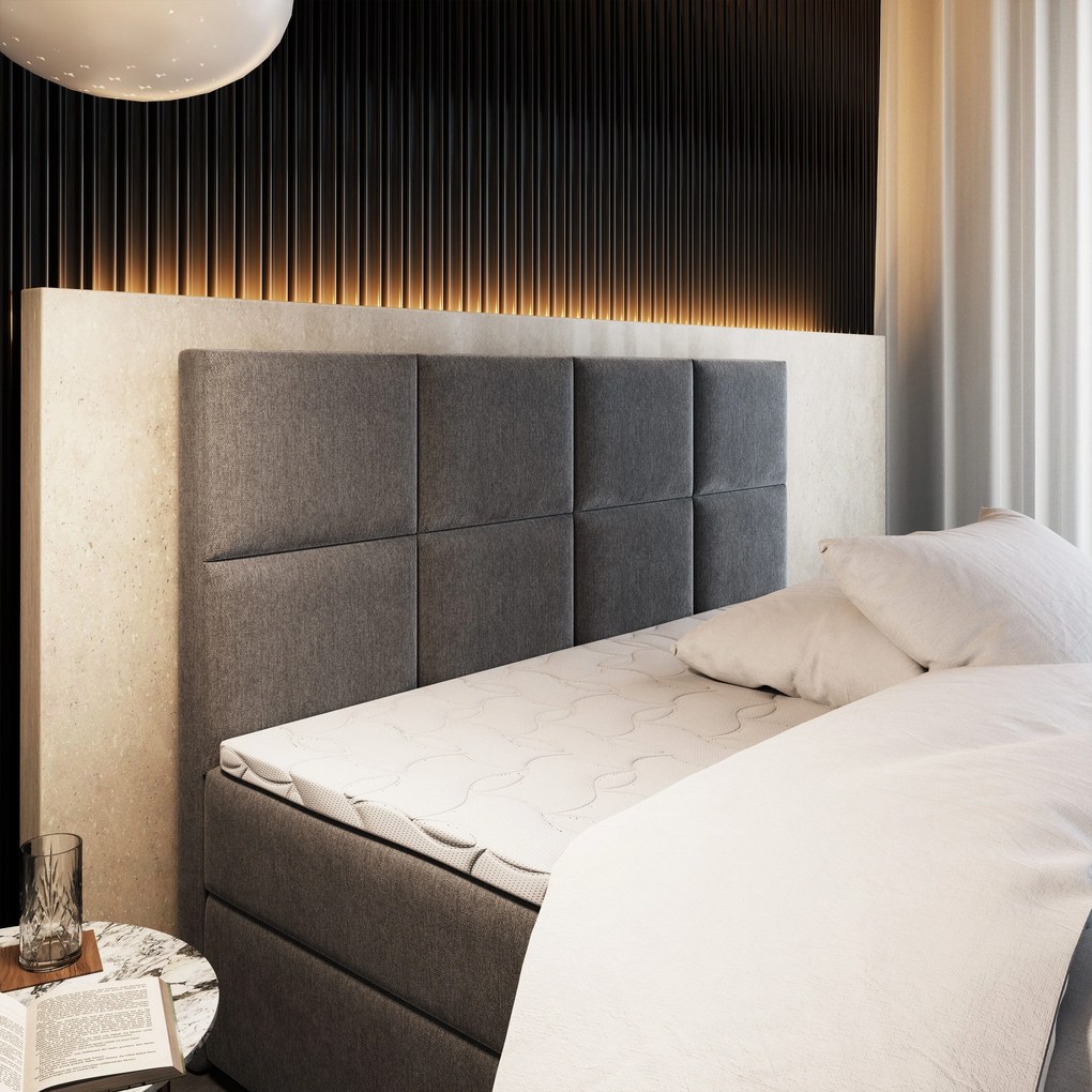 Masseno Łóżko kontynentalne LENA z pojemnikiem na pościel 160x200 cm - Beżowy, COSMIC 10