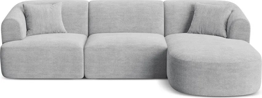 Jasnoszary sztruksowy narożnik (prawostronny/z szezlongiem) Campi – Cosmopolitan Design