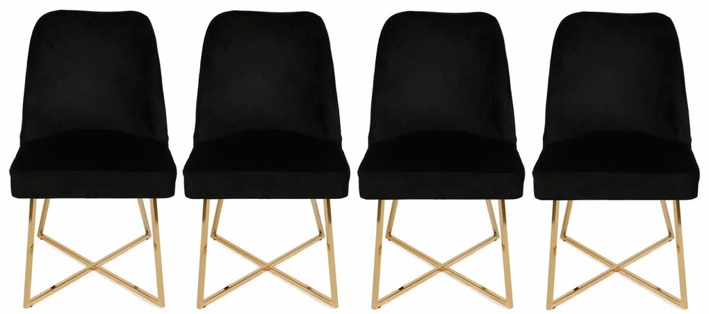 Zestaw krzeseł do jadalni Madrid Black and Gold, 4 szt., 4 szt.