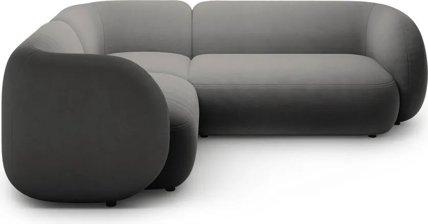 Ciemnoszary aksamitny narożnik (lewostronny/w kształcie litery L) Kate – Micadoni