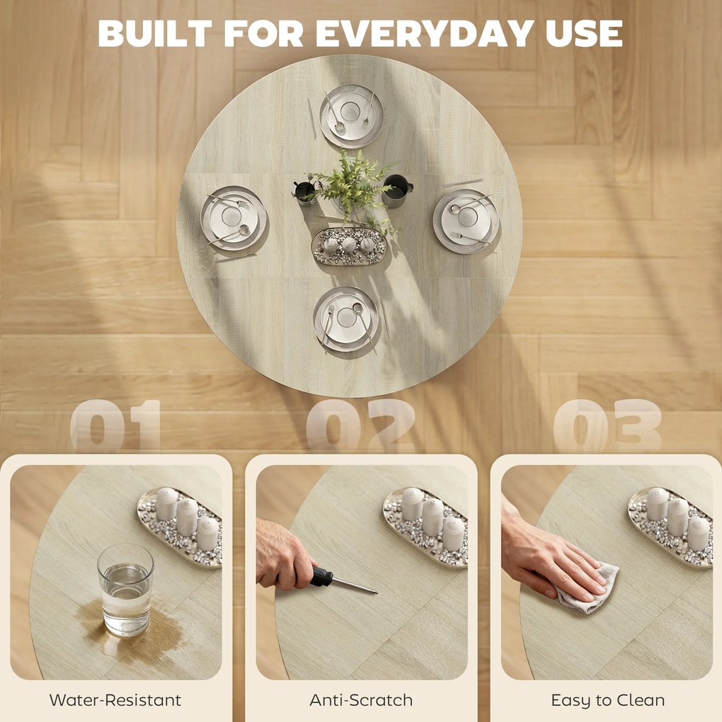 HOMCOM Składany stół, stół z funkcją składania i otwartą półką, mobilny stół kuchenny do jadalni, małych przestrzeni, naturalny | Aosom PL