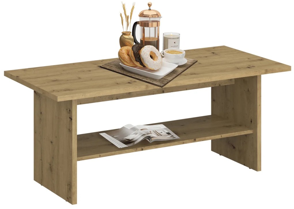 Ława Drewniana Prostokątna do Salonu OPIA 120 cm Dąb Artisan Klasyczna