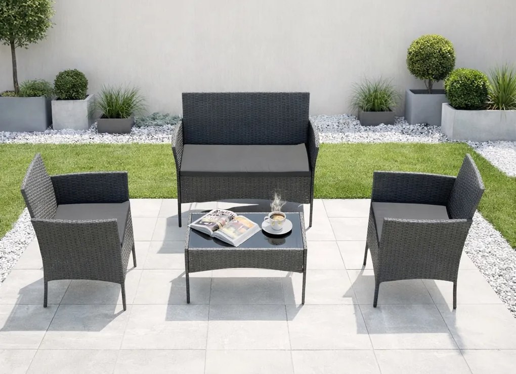 Zestaw mebli ogrodowych - sofa fotele i stolik Natal 010 szary